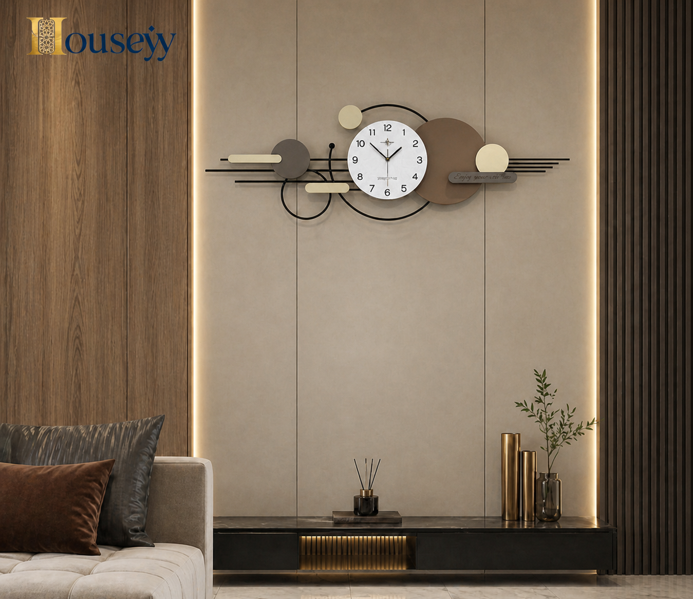 Linear Luxe Wall Clock – Large Modern Metal Wall Clock UAE Villa