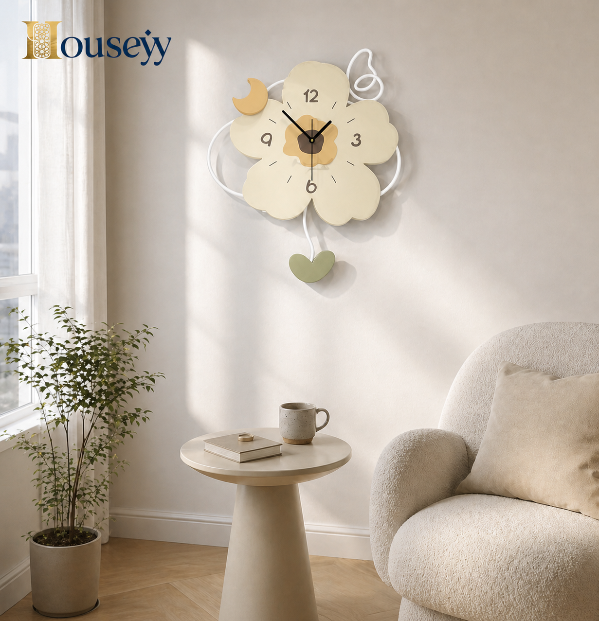 Floral Harmony Wall Clock – Modern Artistic Wall Clock UAE GCC