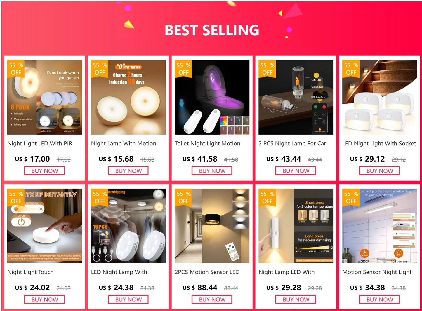 Motion Sensor Night Light — USB Rechargeable, Rotatable LED Lamp for Bedroom & Bedside