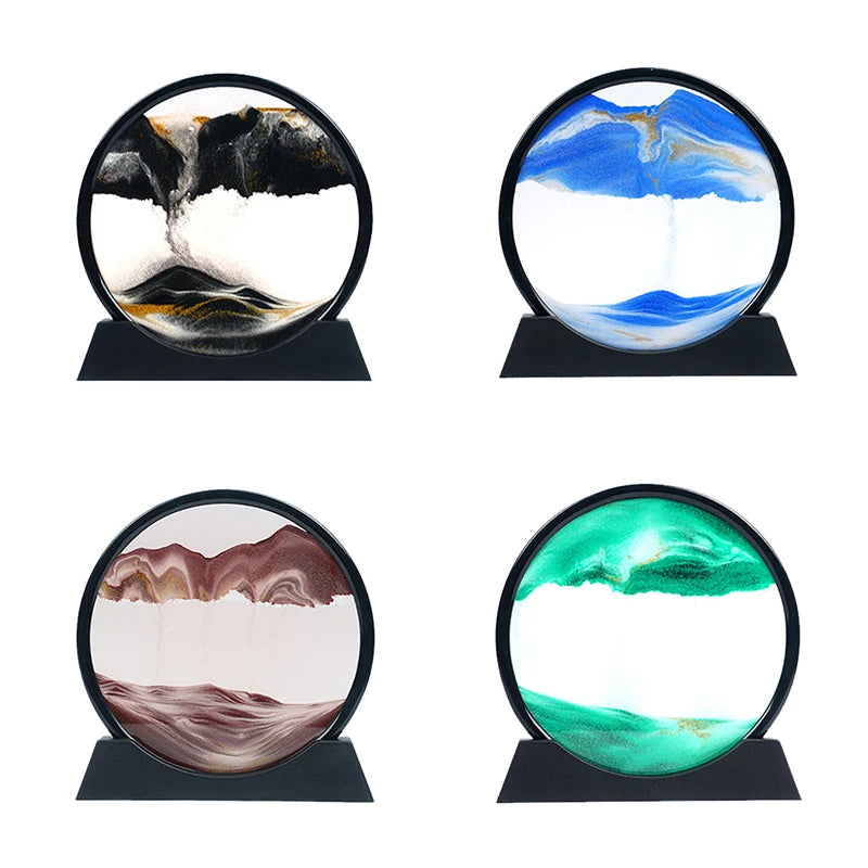 3D Deep Sea Sandscape moving sand art in blue ocean tones