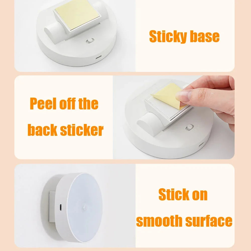 Motion Sensor Night Light — USB Rechargeable, Rotatable LED Lamp for Bedroom & Bedside
