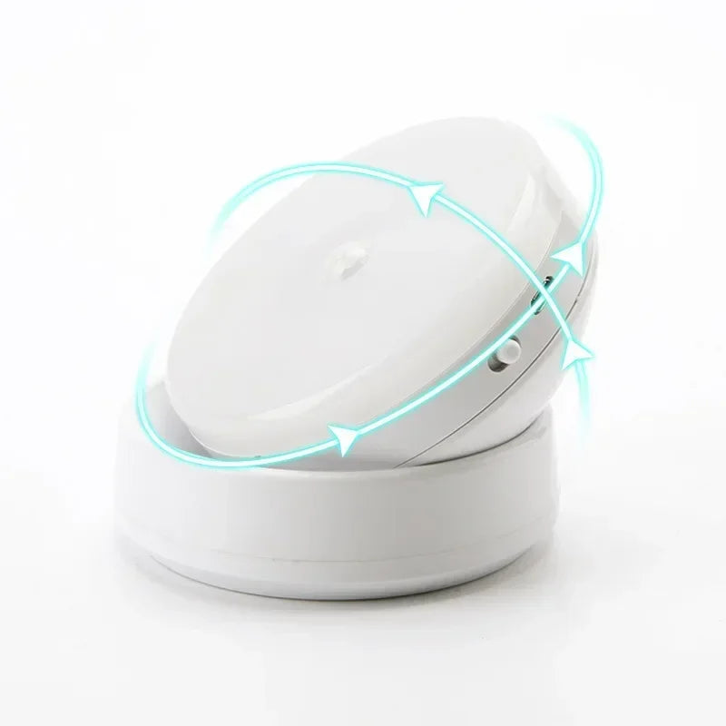 Motion Sensor Night Light — USB Rechargeable, Rotatable LED Lamp for Bedroom & Bedside
