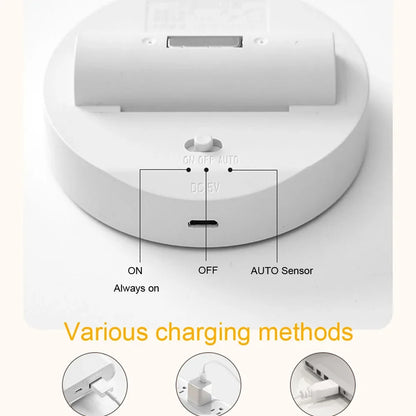 Motion Sensor Night Light — USB Rechargeable, Rotatable LED Lamp for Bedroom & Bedside